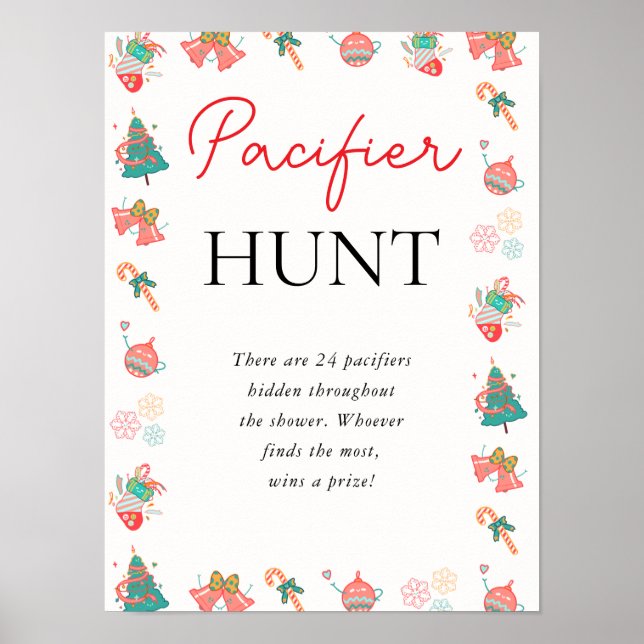 Poster Jeu de Baby shower de chasse de Noël (Devant)