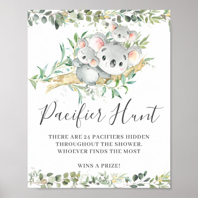 Poster Jeu de Baby shower de chasse des jumeaux Koalas (Devant)