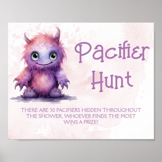 Poster Jeu de Baby shower de chasse du Monstre d'Hallowee (Devant)