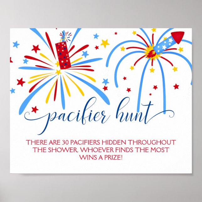 Poster Jeu de Baby shower de chasse rouge blanc et pacifi (Devant)