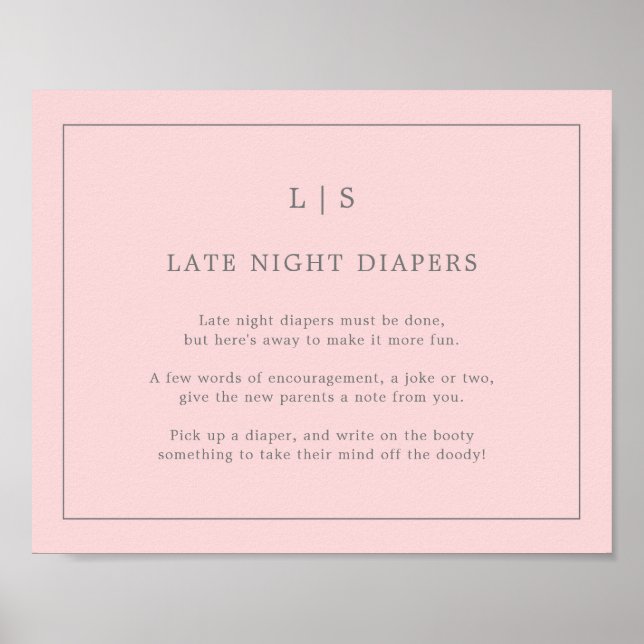 Poster Jeu de Baby shower de Diapositives de nuit rose si (Devant)