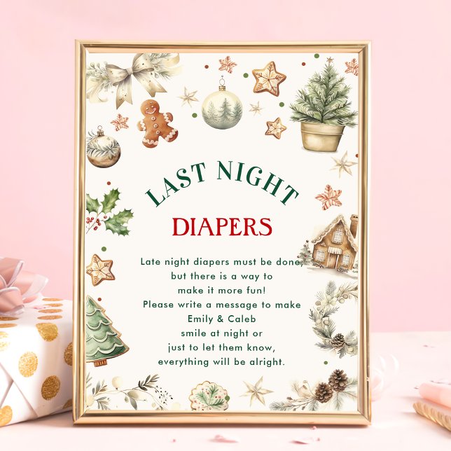 Poster Jeu de Baby shower de Noël "Dernier Night Diapers" (Créateur téléchargé)