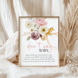 Poster Jeu de baby shower floral de printemps doux N' dit