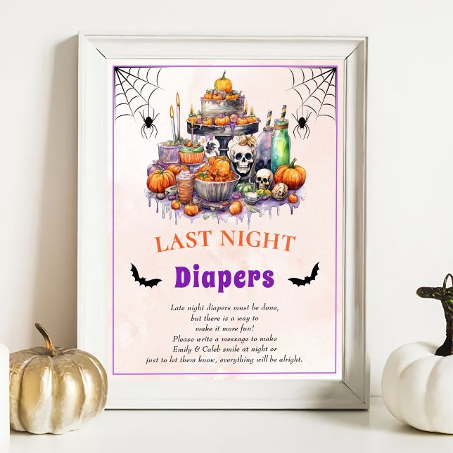 Poster Jeu de Baby shower Halloween "Dernier Night Diaper (Créateur téléchargé)