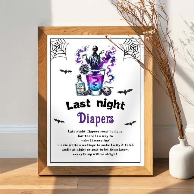 Poster Jeu de Baby shower Halloween "Dernier Night Diaper (Créateur téléchargé)
