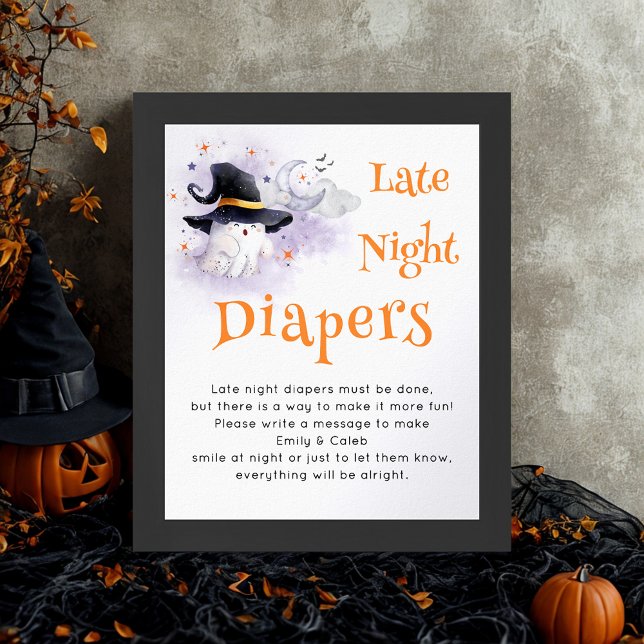 Poster Jeu de Baby shower Halloween 'Late Night Diapers' (Créateur téléchargé)