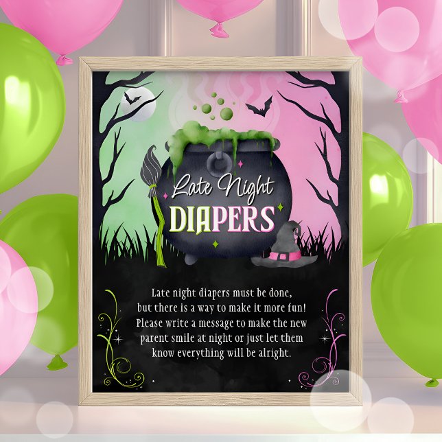 Poster Jeu de Baby shower Halloween "Late Night Diapers" (Créateur téléchargé)