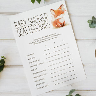 Poster Jeu de Baby Shower Little Fox Scattergories