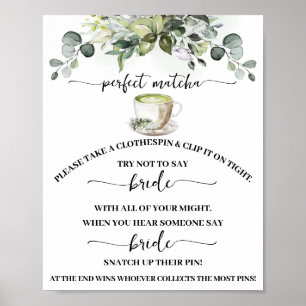 Poster Jeu de Baby Shower Mariage Eucalyptus et Matcha av