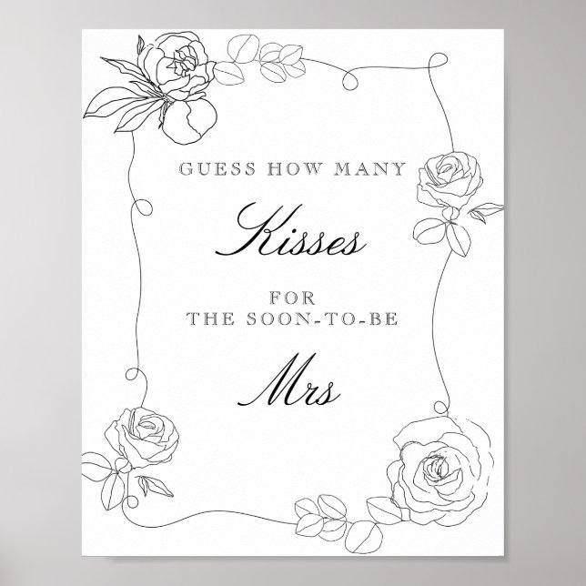Poster Jeu de Baby Shower Mariage Floral Devine Combien d (Devant)