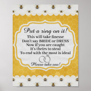 Poster Jeu de Baby Shower "Mettez-lui une bague"