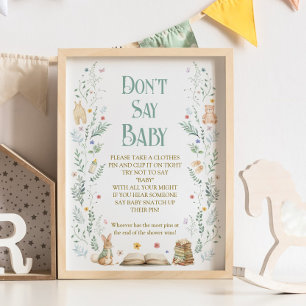 Poster Jeu de Baby Shower 'Ne dites pas bébé' avec un liv