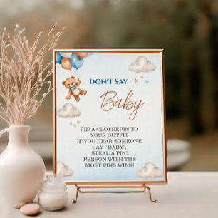 Poster Jeu de Baby Shower : Ours Bleu Charmant Ne Dis Pas