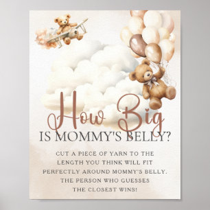 Poster JEU DE BABY SHOWER Ours COMBIEN LE VENTRE DE MAMAN