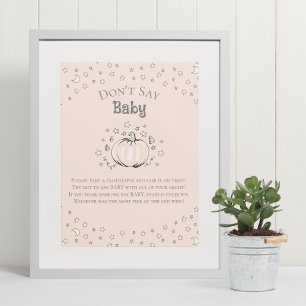 Poster Jeu de Baby Shower 'Pumpkin Don't Say Baby'