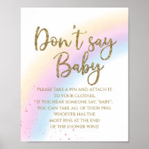 Jeu de baby shower Rainbow Don't Say Baby Baby