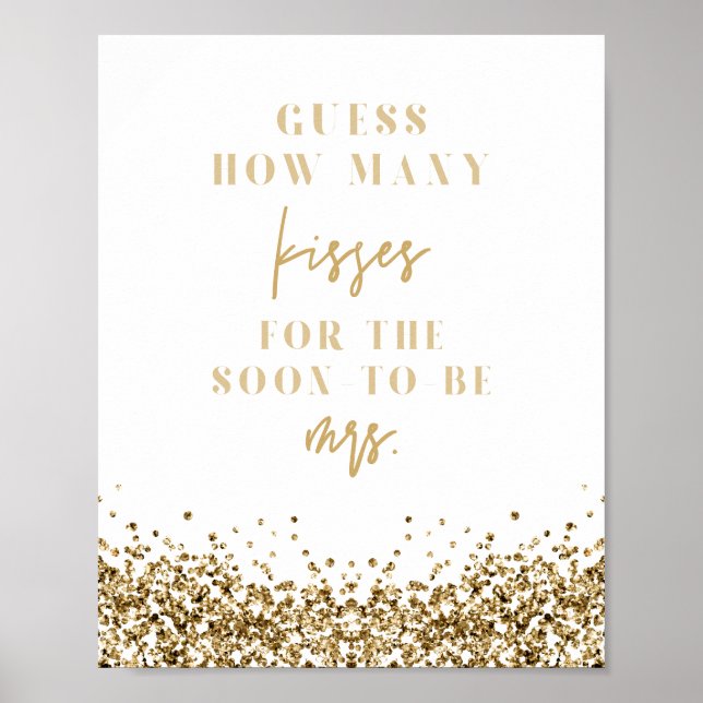 Poster Jeu de Baby Shower REGINA Gold How Many Kisses  (Devant)
