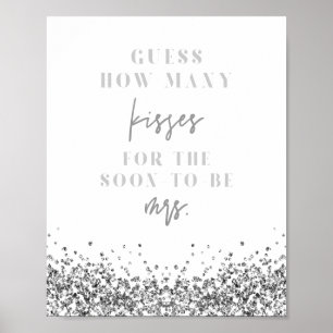Poster Jeu de Baby Shower REGINA Silver How Many Kisses P