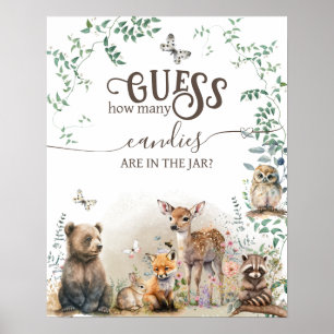 Poster Jeu de Baby Shower sur les animaux de la forêt