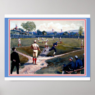 Poster Jeu de baseball 1800 Louis Prang & Co. Copie d'art
