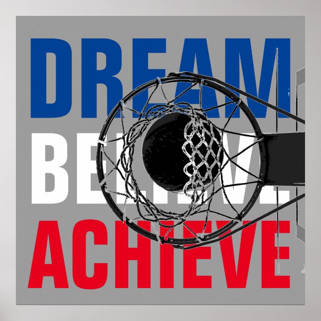 Poster Jeu de basketball Inspiration Motivation Atteinte (Devant)