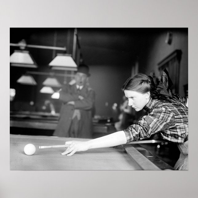 Poster Jeu de billard, 1910. Photo vintage (Devant)