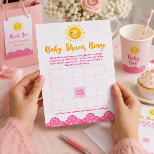 Poster Jeu de bingo Chic Jaune Sunshine pour Baby Shower