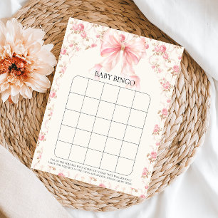 Poster Jeu de bingo pour bébé floral Cottage au ruban ros