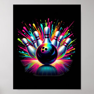 Poster Jeu de Bowling coloré Jour Bowling Cute Vibrant Co