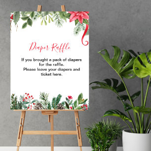 Poster Jeu de caleçon Hiver Red Poinsettia Pinecones
