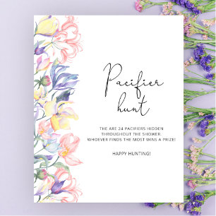 Poster Jeu de chasse à la sucette pour baby shower Fleurs