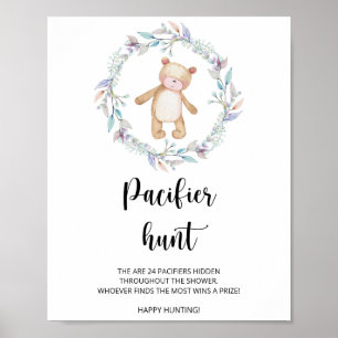 Poster jeu de chasse à la tétine de petit ours pour baby