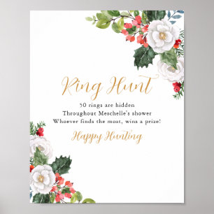 Poster Jeu de chasse à l'anneau de Noël d'hiver pour la d