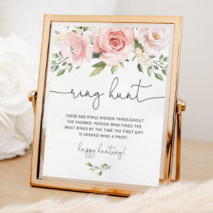 Poster Jeu de chasse à l'anneau floral rose blush pour en