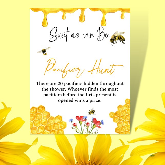 Poster Jeu de chasse au Baby shower de l'abeille jaune (Créateur téléchargé)