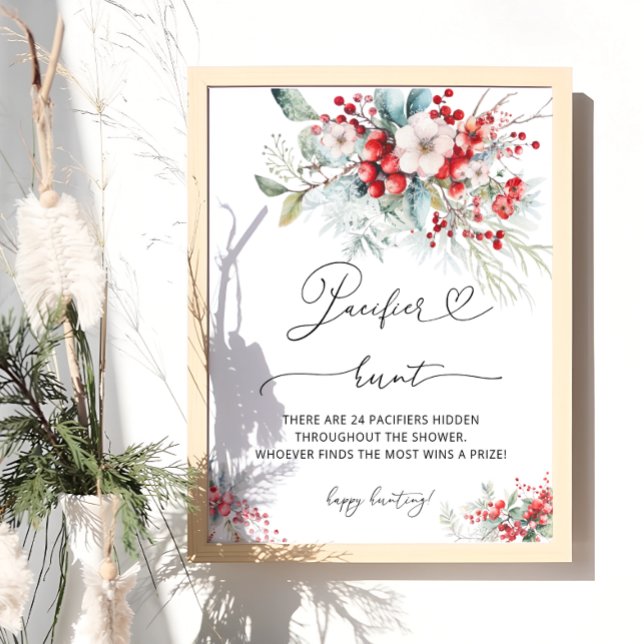 Poster Jeu de chasse au Baby shower Floral d'hiver (Créateur téléchargé)