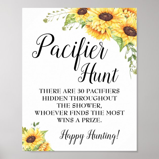 Poster Jeu de chasse au Pacifique Baby shower signe de to (Devant)