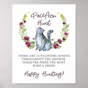 Poster Jeu de chasse au Pacifique de Baby shower Purr-Fec