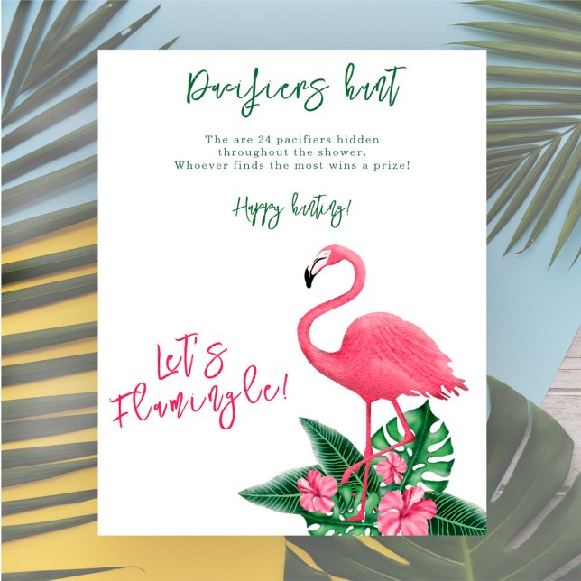 Poster Jeu de chasse au Pacifique Flamant rose baby showe (Créateur téléchargé)