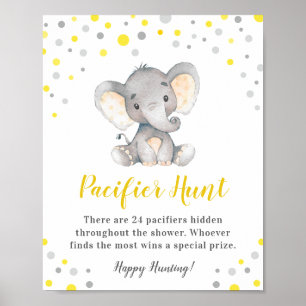 Poster Jeu de chasse Pacifique Jaune Dot Jaune Eléphant B