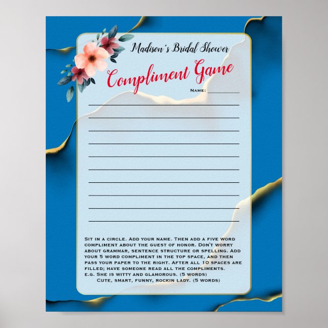 Poster Jeu de compliment d'improvisation amusant pour Bab (Devant)