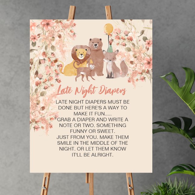 Poster Jeu de couche tard dans la nuit Boho Safari Pampas (Créateur téléchargé)