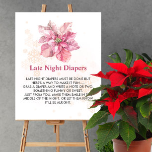 Poster Jeu de couche tard dans la nuit Pink snowflake poi
