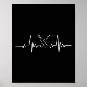 Poster Jeu de cricket Funny Heartbeat pour joueur T Lover