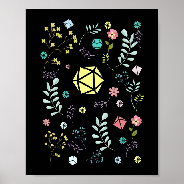 Poster Jeu de dés floraux Fleurs et Plante Tabletop RPG (Devant)