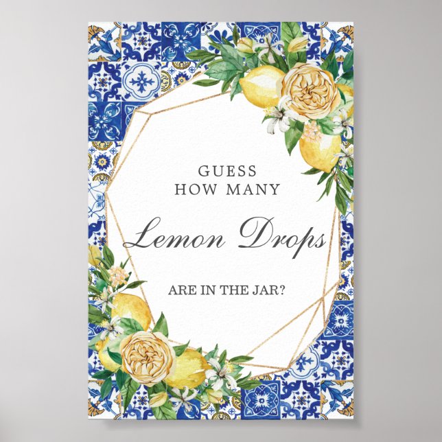Poster Jeu de devinette : Citron Chic Fleurs Guess Bonbon (Devant)