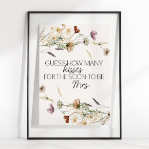 Poster Jeu de devinette de baisers floraux miniatures vin