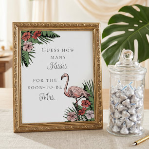 Poster Jeu de devinette de baisers pour mariage tropical