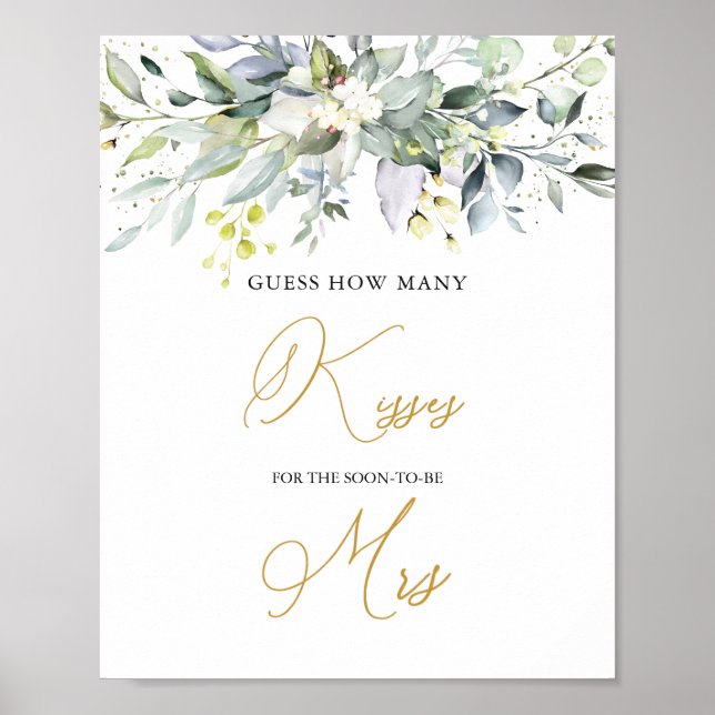 Poster Jeu de devinette de bisous au Eucalyptus verdure   (Devant)