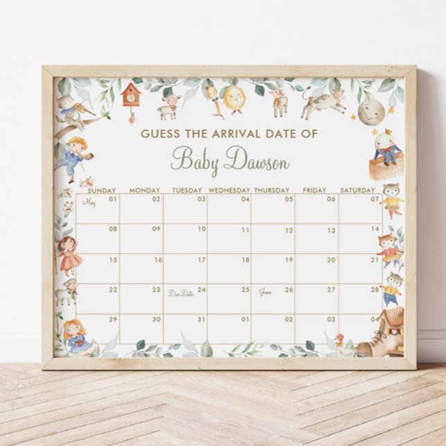 Poster Jeu de devinette de date d'arrivée de bébé Comptin (Créateur téléchargé)